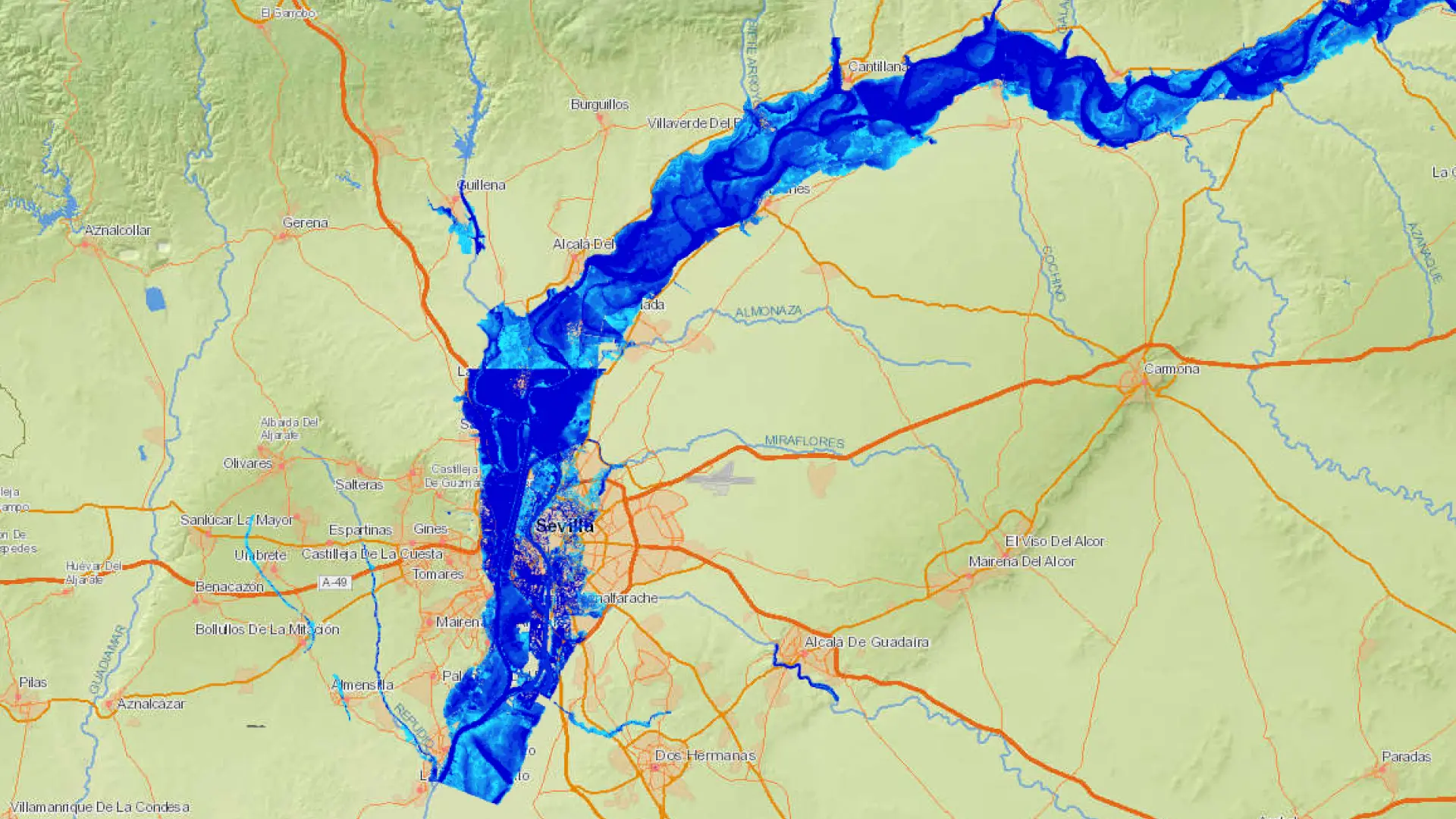 estas son las zonas inundables de Sevilla estas son las zonas inundables de Sevilla