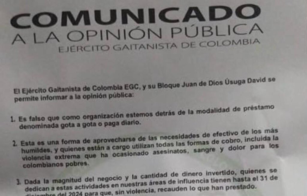 Distribuyen volantes donde las AGC prohíben los «gota a gota» en el Urabá