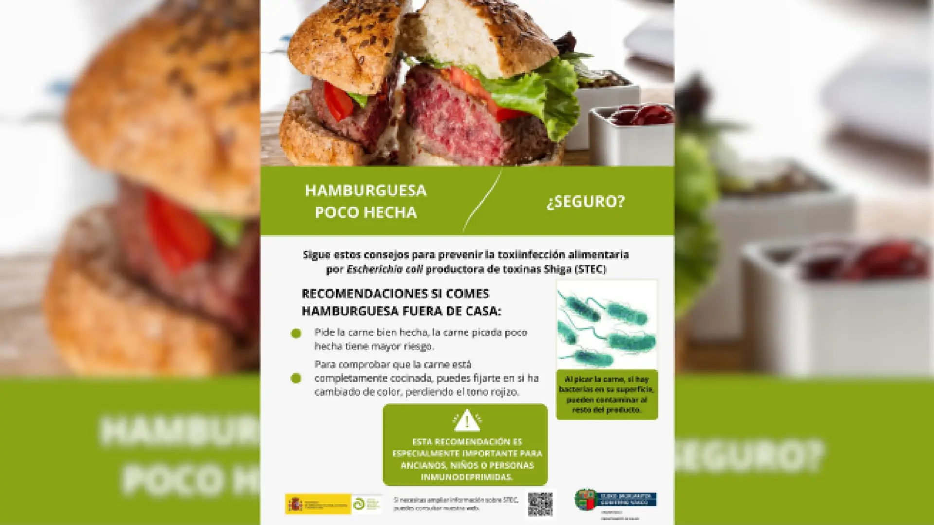 El Gobierno vasco pega carteles en la ‘Champions Burger’ de Barakaldo para prevenir intoxicaciones alimentarias