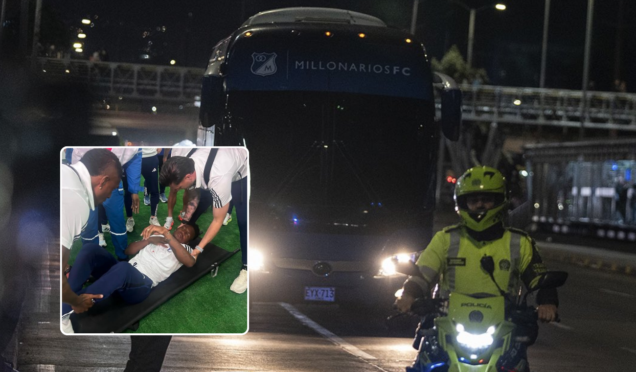 Cogieron a piedra el bus de Millonarios: Iván Arboleda quedó inconsciente