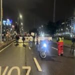Manifestación corta vía entre Autopista Norte y Avenida NQS de Bogotá