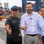 En compañía de Char y Dumek, Galán celebro la llegada de los vagones del metro de Bogotá a Cartagena.