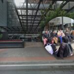 Manifestación en el centro de Bogotá: bloquearon entrada a centro comercial