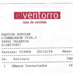 165 euros por dos menús