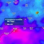 Aviso rojo este domingo por fuertes lluvias en Málaga y alerta naranja en Almería y Granada