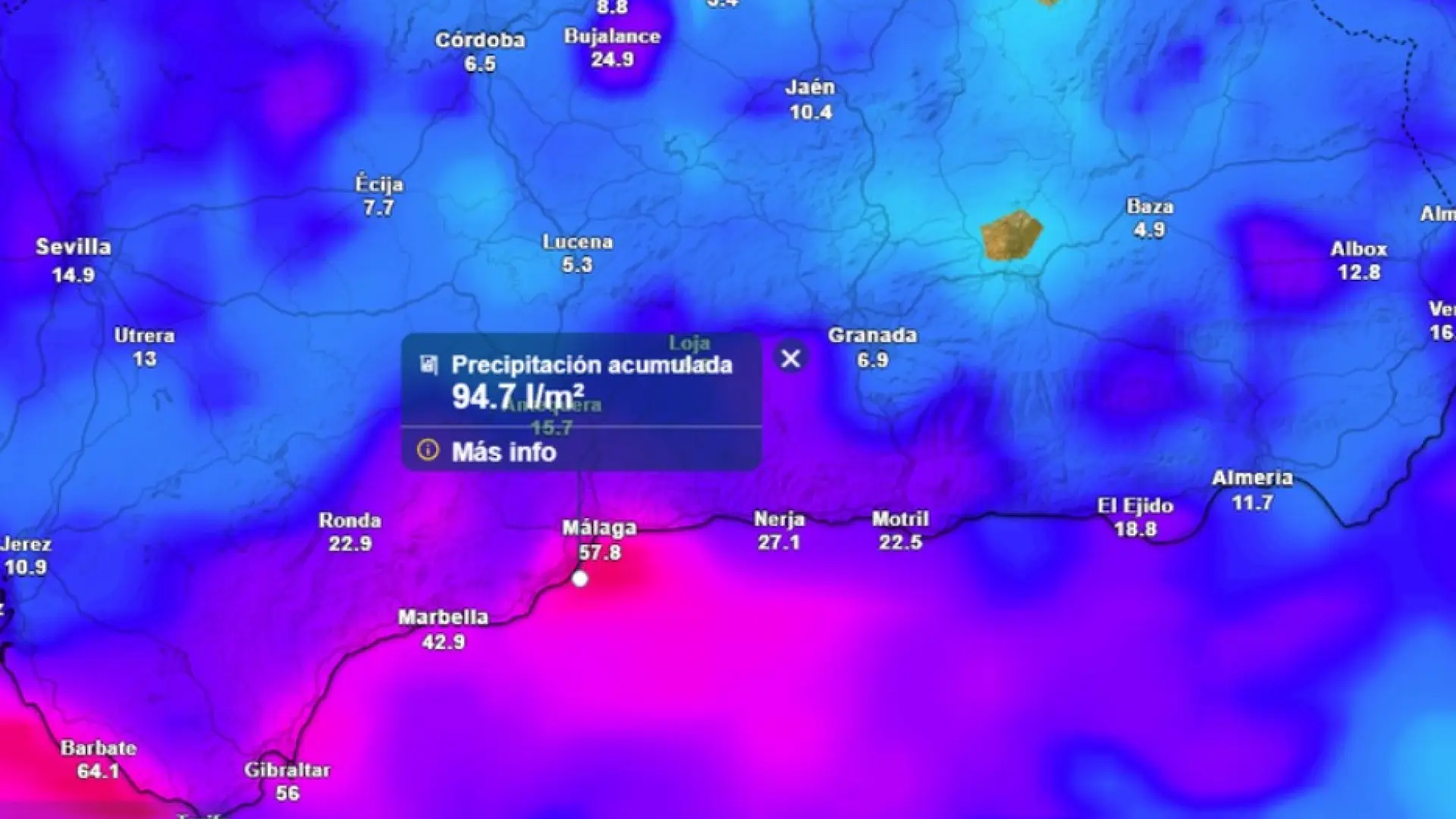 Aviso rojo este domingo por fuertes lluvias en Málaga y alerta naranja en Almería y Granada Aviso rojo este domingo por fuertes lluvias en Málaga y alerta naranja en Almería y Granada