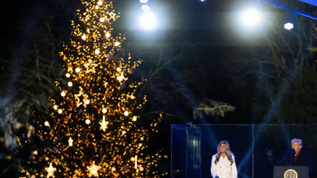 Trump y la primera dama encienden el árbol navideño de la Casa Blanca Trump y la primera dama encienden el árbol navideño de la Casa Blanca