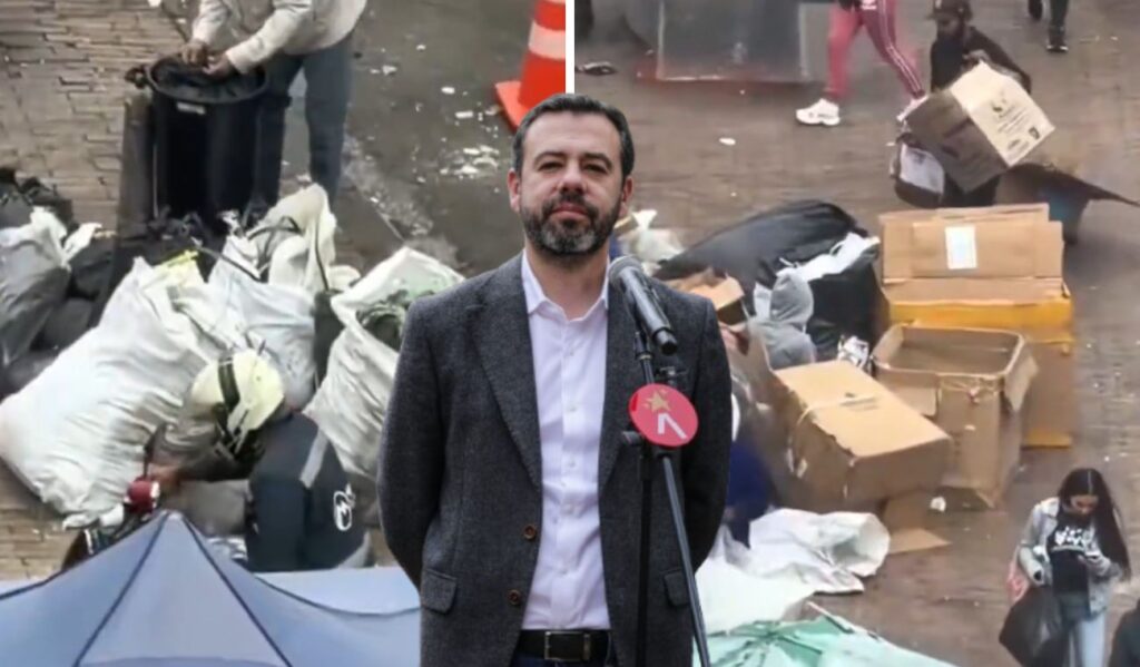 Alcalde Galán explica problema de basuras en Plaza de la Mariposa Alcalde Galán explica problema de basuras en Plaza de la Mariposa