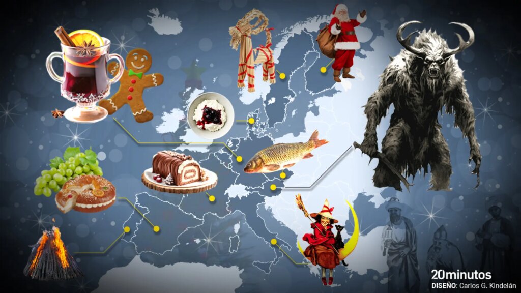 el mapa de las tradiciones navideñas en Europa