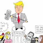 Caricatura: La hipocresía de Trump persiguiendo migrantes mientras él carga con un grave expediente