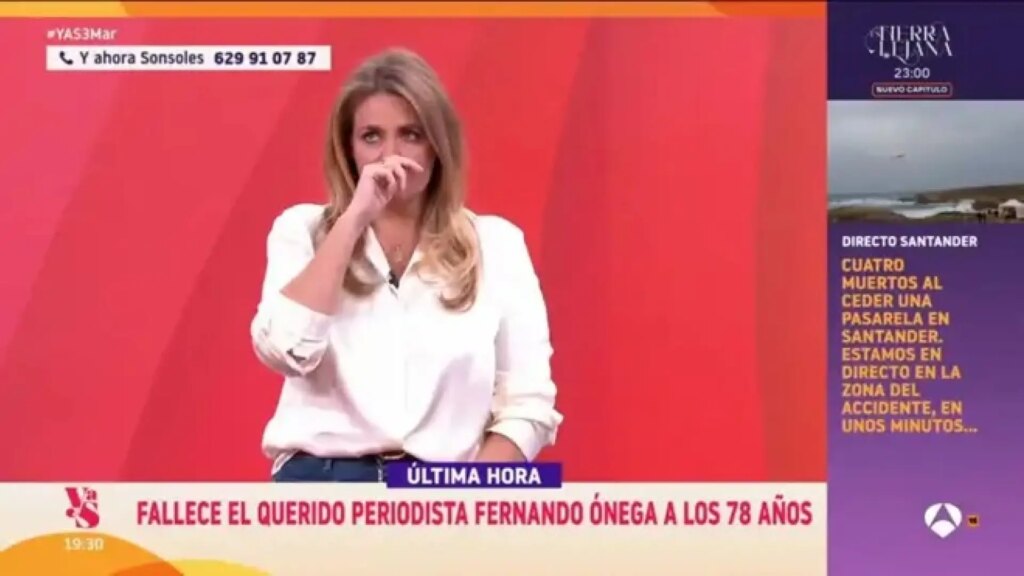 Pepa Romero se rompe en ‘Y ahora Sonsoles’ al anunciar la muerte de Fernando Ónega: «Es complicado»
