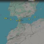 Aviones militares de reabastecimiento aéreo de EEUU cruzan en formación el Estrecho de Gibraltar rumbo a Oriente Próximo