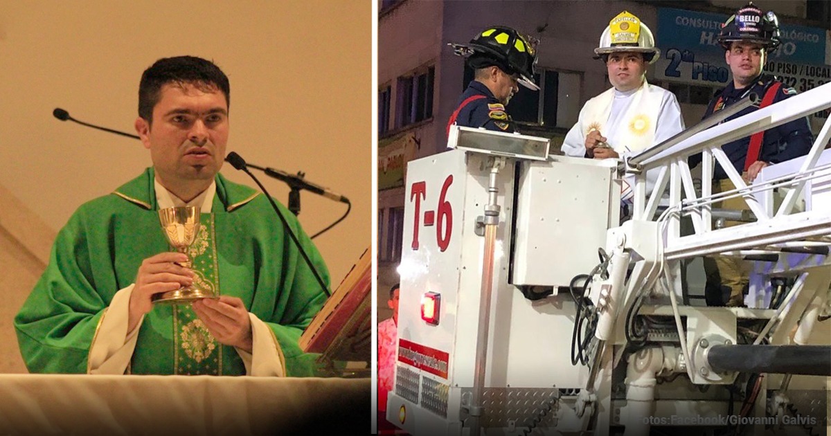El sacerdote paisa que también es bombero y que carga con los santos óleos en su kit de emergencia