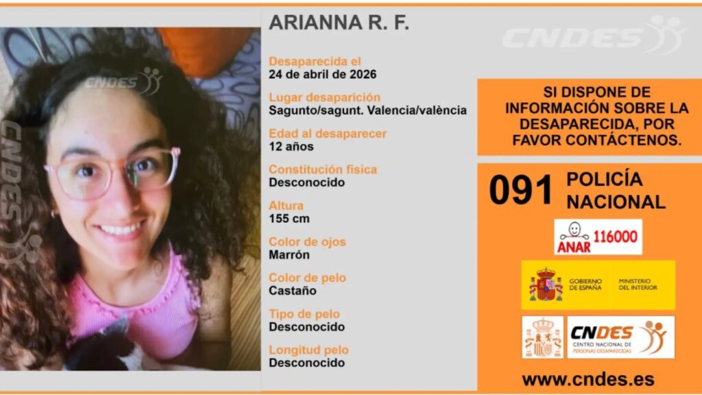 La Policía investiga la desaparición de una menor de 12 años en Sagunto