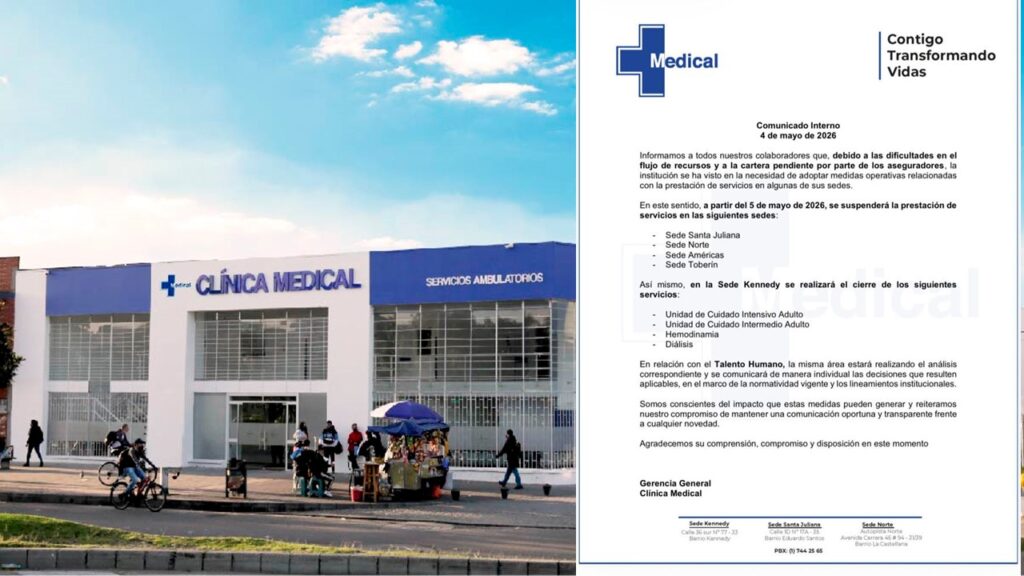 Clínica en Bogotá suspenderá servicios en varias sedes por dificultades financieras