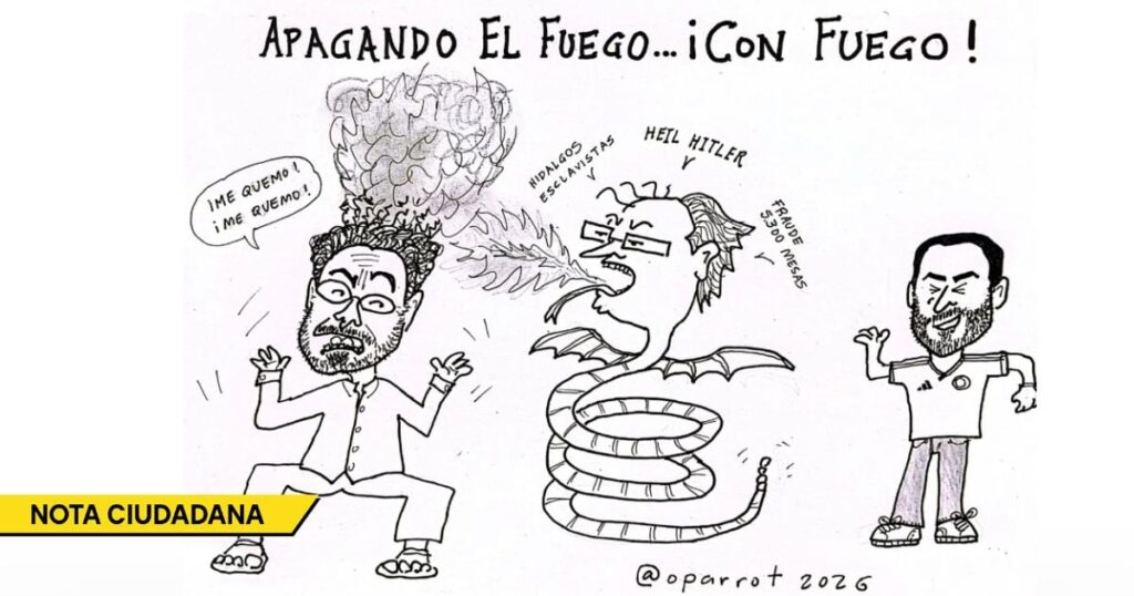Caricatura: Apagando el fuego con fuego Caricatura: Apagando el fuego con fuego