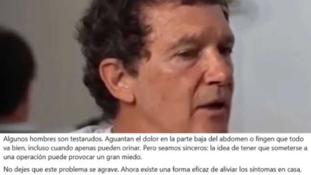 Antonio Banderas no ha recomendado este producto de «sustancias naturales» para la próstata, es un vídeo manipulado