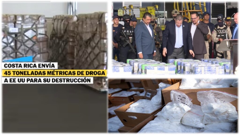 Costa Rica envía 45 toneladas de cocaína a Estados Unidos para su destrucción