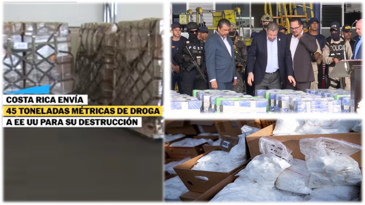 Costa Rica envía 45 toneladas de cocaína a Estados Unidos para su destrucción