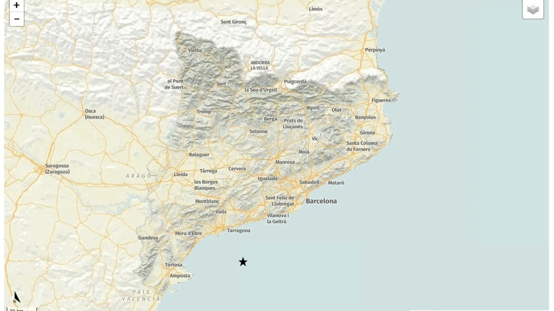 Registrado un terremoto de magnitud 3,1 frente a la costa de Tarragona Registrado un terremoto de magnitud 3,1 frente a la costa de Tarragona